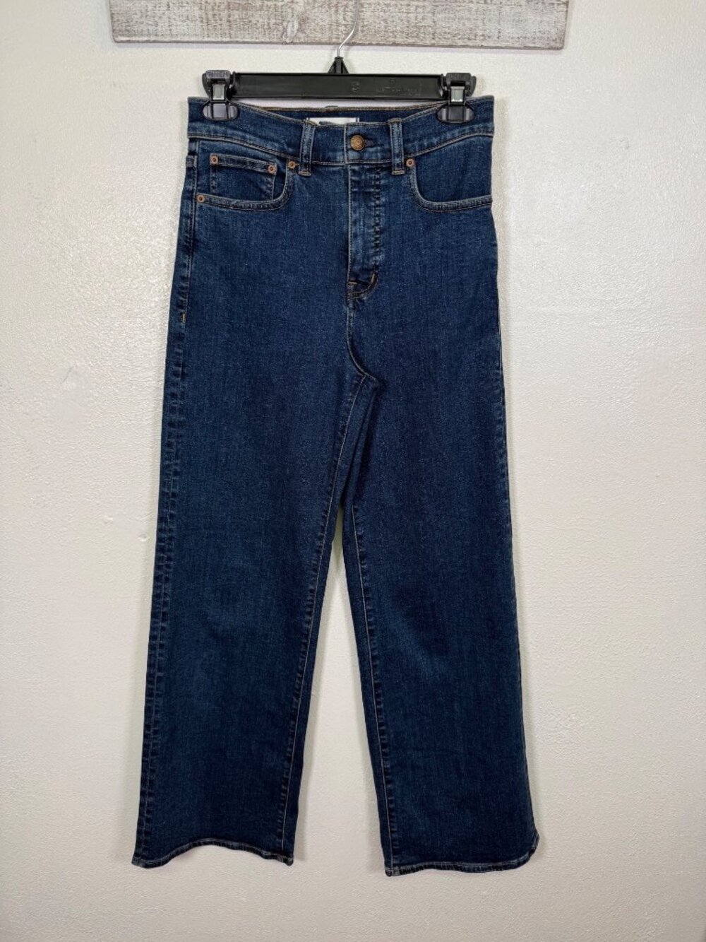 Madewell The Wide Leg Jean High Rise Denim Casual Minimalist Size 25 Dark Wash - Picture 2 of 16